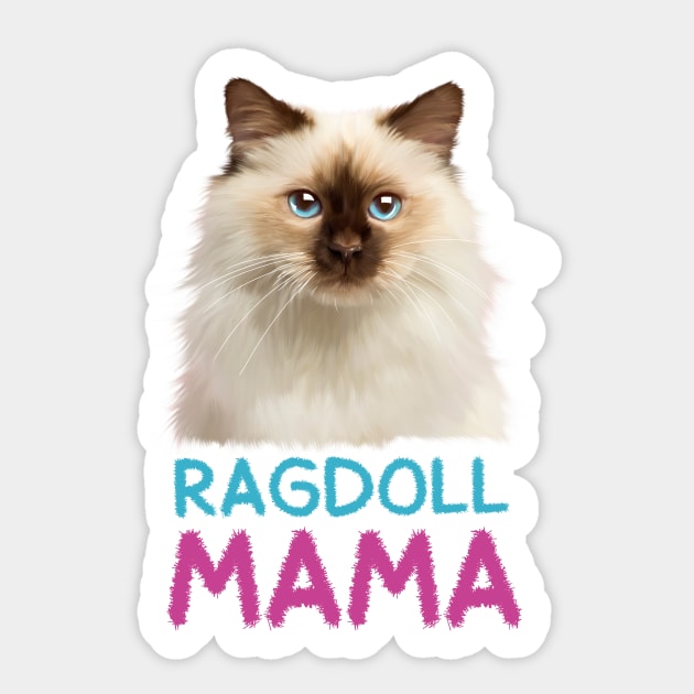 Ragdoll Mama, Love Ragdoll Cats, Cat Lover Sticker by dukito